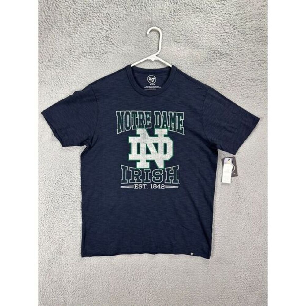 47 Brand‎ Shirt Adult Medium Blue Notre Dame Fighting Irish T-Shirt Tee Mens NEW